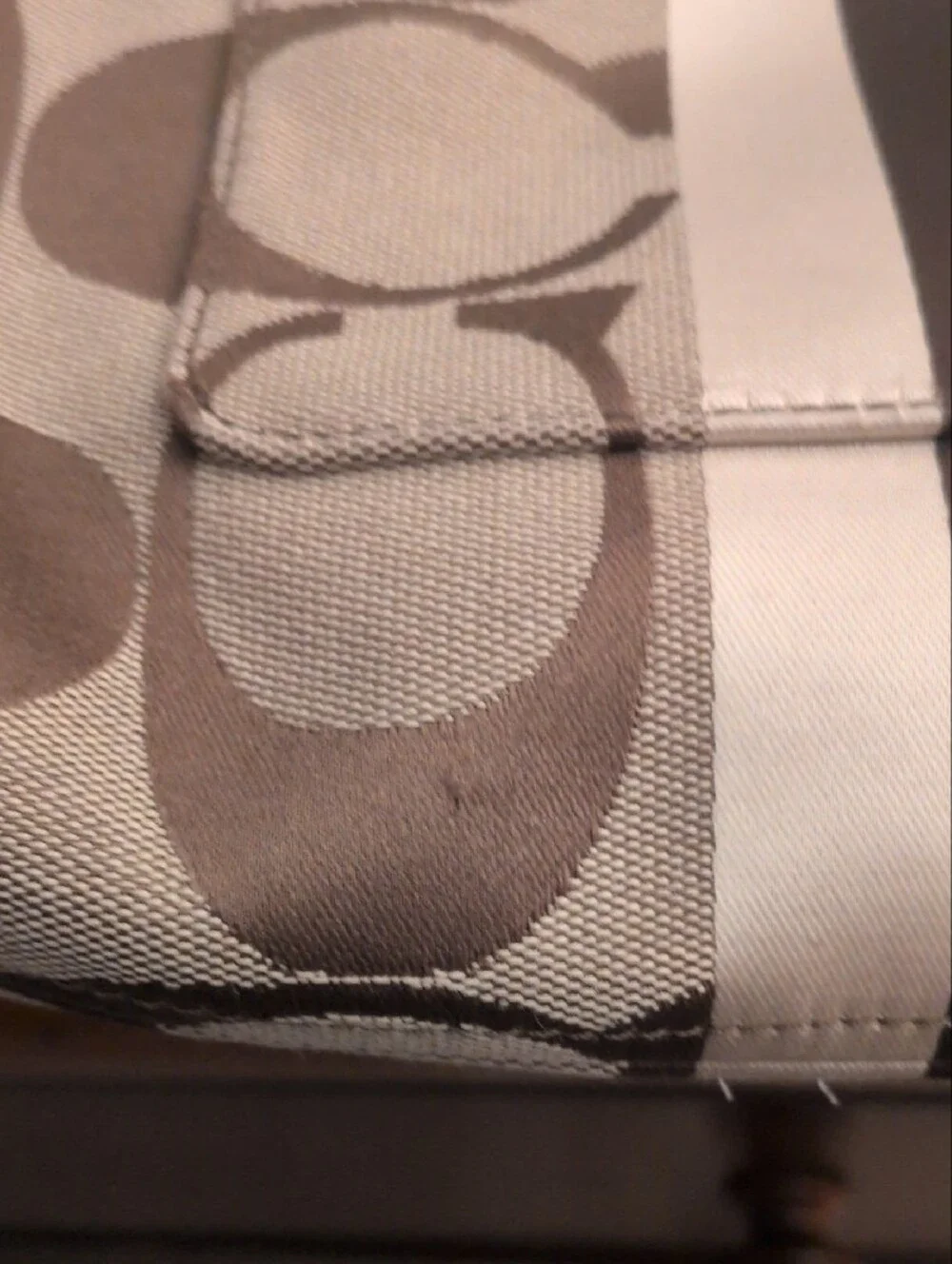 Coach Hampton Khaki and Chocolate Signature Stripe Shoulder Bag